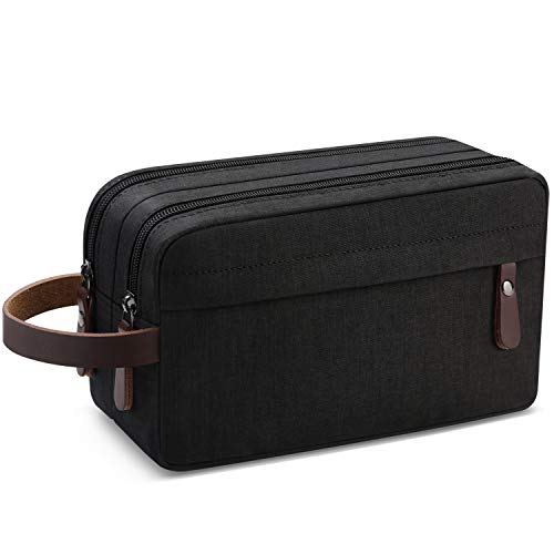 Men's Travel Toiletry Organizer Bag Water-resistant Shaving Dopp Kit Bathroom Bag (Black Water-resistant)