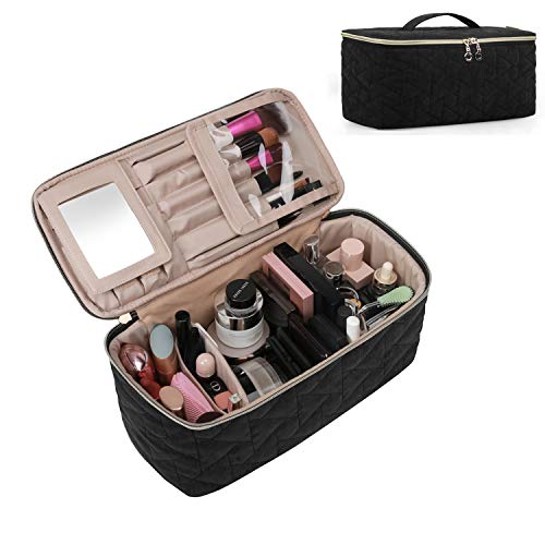 BAGSMART Makeup Bag Cosmetic Bag Large Toiletry Bag Travel Bag Case Organizer for Women, Black