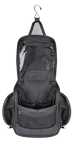 Compact Hanging Toiletry Bag & Organizer | Water Resistant, Mesh Pockets Black