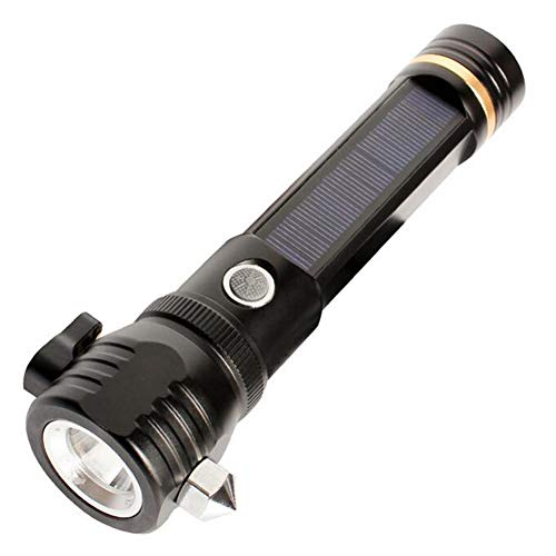 LAIABOR Rechargeable Torch Led Super Bright Solar Flashlight Multifunction Glare Charge Car Emergency Safety Hammer LED Explosion-Proof Flashlight