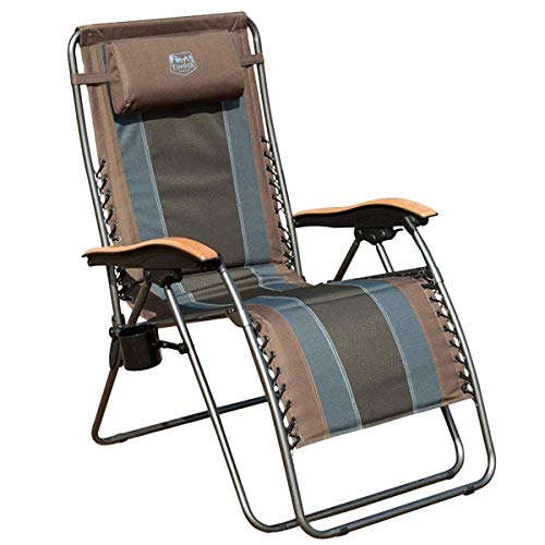 Timber Ridge Zero Gravity Chair Oversized Recliner Padded Folding Patio Lounge Chair 350lbs Capacity Adjustable Lawn Chair with Cup Holder, Headrest, for Outdoor, Camping, Patio, Lawn