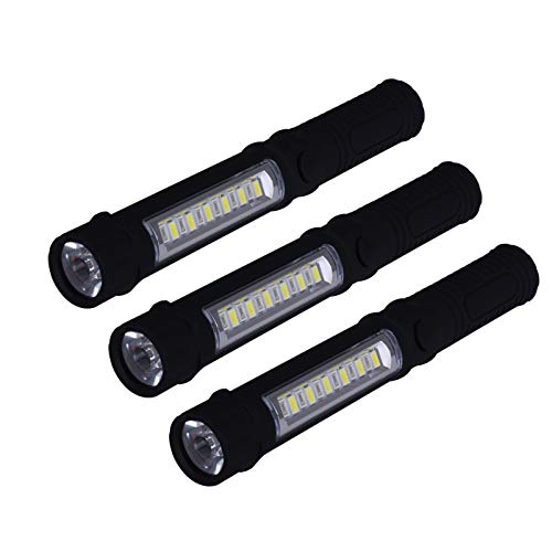 NewVan Tech 3 in 1 Multi-Function LED Flashlight with Magnetic Base, Black, Pack of 3