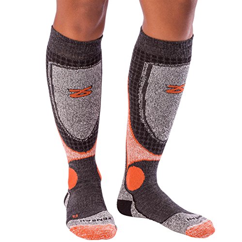 Zensah Far Infrared Ski Socks, Heather Orange, Small