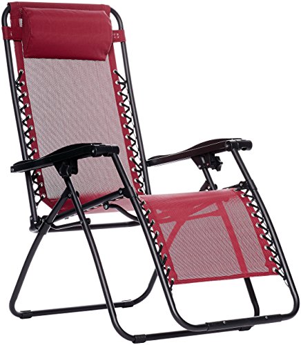 Amazon Basics Outdoor Zero Gravity Lounge Folding Chair, Burgundy