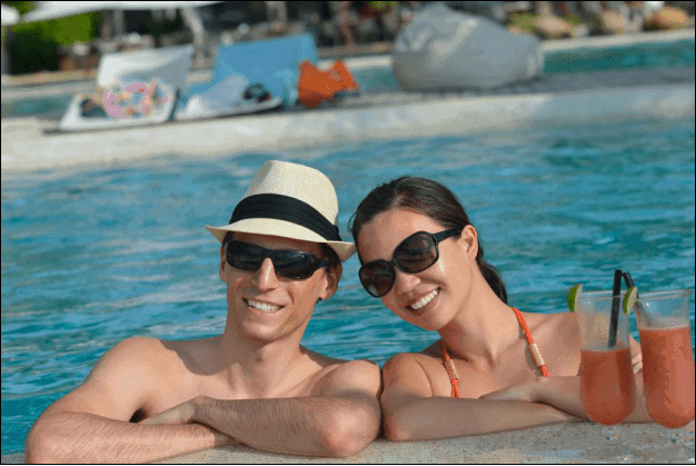 Happy Couple in a Pool.